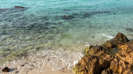 Top view , very clear water of the sea and white beach , Koh larn pattaya thailand.