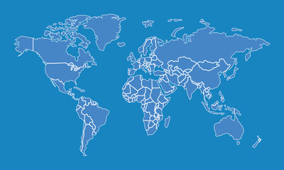 World map outline simplified vector illustration for 