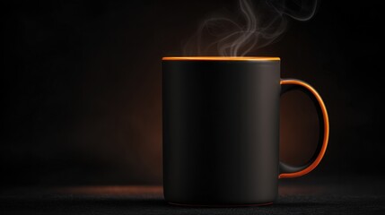 A steaming cup of coffee sits quietly inviting warmth and comfort in a dark setting.