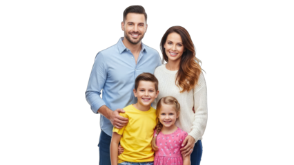 Happy Family Smiling Together on White Background