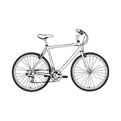 Clean vector outline illustration of a classic bicycle, perfect for conveying active lifestyle, sport, and eco-friendly transportation in various graphic design projects and digital media applications