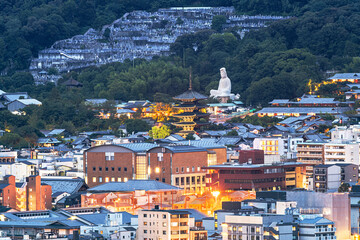 Historic and modern buildings in Kyoto, Japan 2142