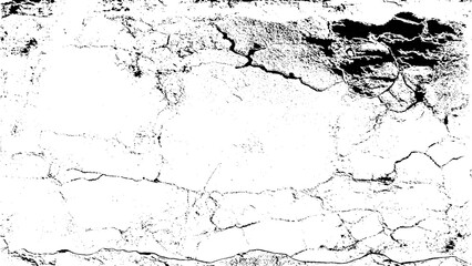 Grunge overlay layer. Abstract black and white vector background. Monochrome vintage surface with dirty pattern in cracks, spots, dots. Old wall in dark horror style design