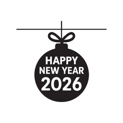 Happy new year 2026 hanging ornament celebration event icon graphic design