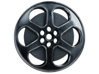 Metallic Film Reel With Dark Gray Spool movie cinema, Isolated, Png Transparent Background