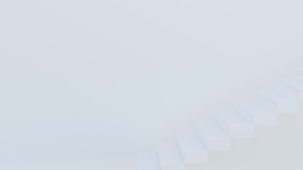 Obraz premium Minimalist 3D render of white abstract stairs rising diagonally on a soft, bright background. Modern clean design suitable for concepts of growth, progress, future, and business visuals