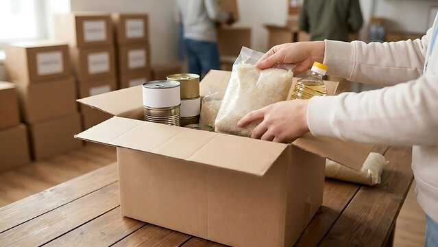 Packing Food Donations for Those in Need
