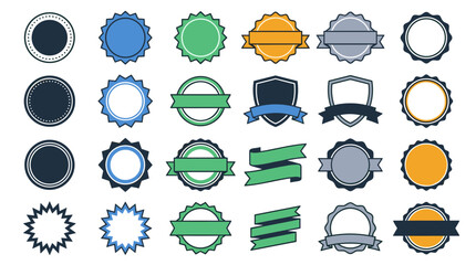 Badges and Ribbons Vector Icon Sheet File – Labels, Awards, and Shield Symbols