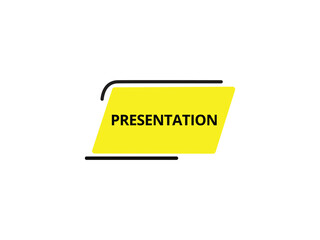 Presentation word on yellow banner with modern abstract lines