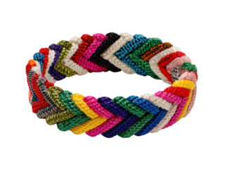 Colorful woven friendship bracelet with chevron pattern image, Isolated, Png Transparent Background