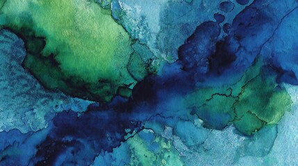 Watercolor Abstract Ocean Blue Green Texture Art Background
