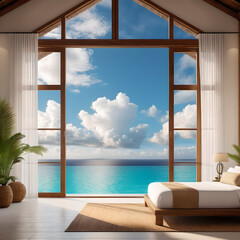Peaceful Ocean Vista from a Modern Bedroom