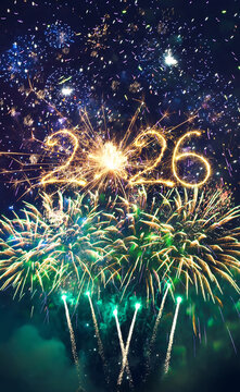 Happy New Year 2026 Vertical web banner.