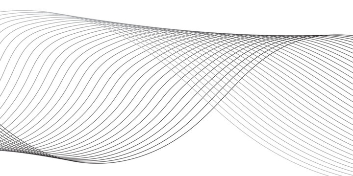 Geometric grey vector waves on transparent background. Editable stroke.