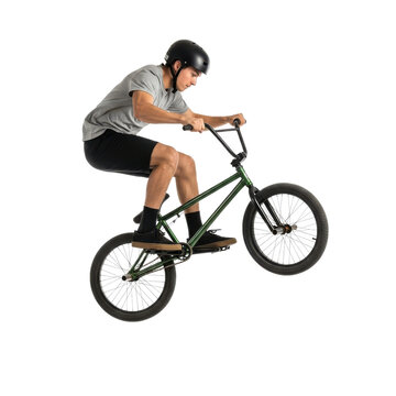 Young Male BMX Rider Performing Mid-Air Stunt