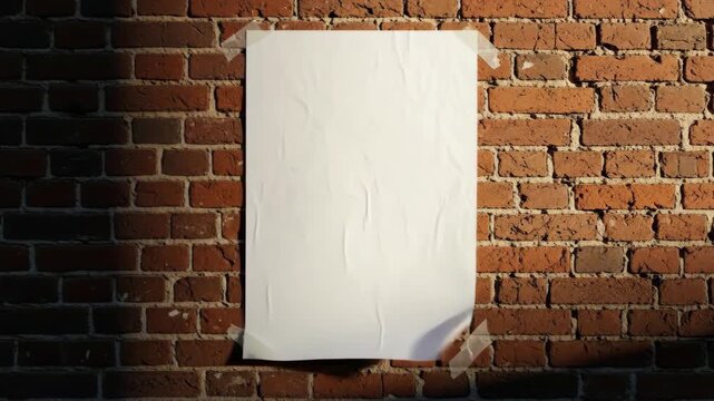 Brick wall poster rip transition revealing hidden surface in urban setting