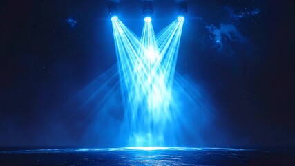 Dramatic Blue Stage Lighting Display: Abstract Beams in Moody and Atmospheric Scene