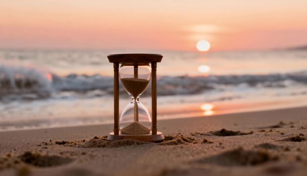 hourglass on the beach