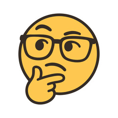 Obraz premium Thinking Emoji with Glasses