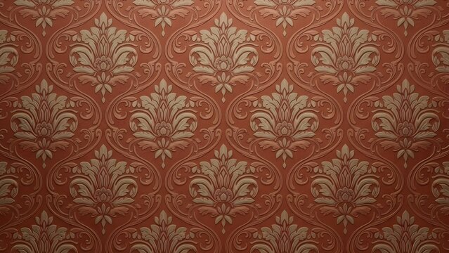 Patr&oacute;n de papel tapiz floral vintage de damasco rojo opulento, opulento, rojo, damasco, vintage, floral, papel tapiz, patr&oacute;n, sin costura