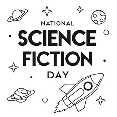 NATIONAL SCIENCE FICTION DAY vector illustration 
