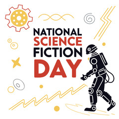 NATIONAL SCIENCE FICTION DAY vector illustration 