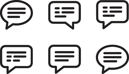 Chat Bubble Icons Set, Simple Message and Communication Symbol Pack