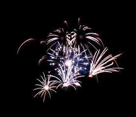 Colorful firework sparkling on black background for celebration and anniversary