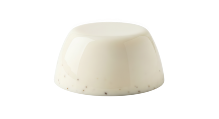 Cream dessert with speckles on black background