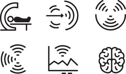 MRI and Brain Scan Icons, Medical Imaging Line Art Set for Healthcare and Diagnostics