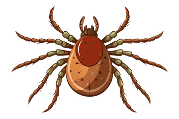 High-quality illustration of a tick insect with realistic detail and color. This vector graphic shows the tick’s body structure, legs, and texture, perfect for educational, scientific, and medical pur