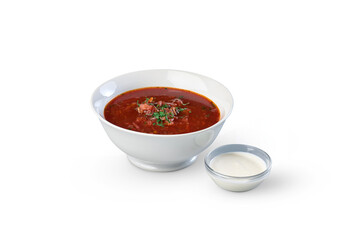 Borscht with sour cream traditional ukrainian dish