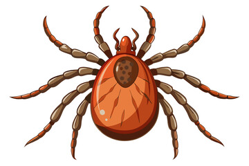 High-quality illustration of a tick insect with realistic detail and color. This vector graphic shows the tick’s body structure, legs, and texture, perfect for educational, scientific, and medical pur