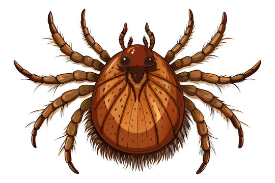 High-quality illustration of a tick insect with realistic detail and color. This vector graphic shows the tick&rsquo;s body structure, legs, and texture, perfect for educational, scientific, and medical pur