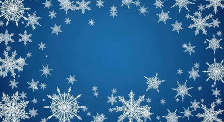 Snowflakes frame on a blue background