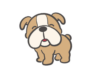 Adorable Bulldog Puppy. Vector Cartoon Illustration Isolated On A White Background.