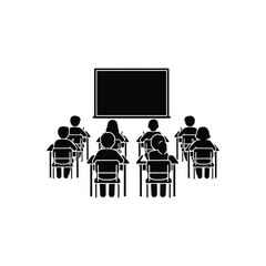 Silhouette Classroom Students Taking Notes During Lesson. Academic Note taking Lecture Scene. Students Engaged in Learning Session.