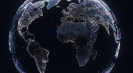 Stunning global network visualization showcasing interconnectedness and worldwide data flow, perfect for technology, business, and international relations content