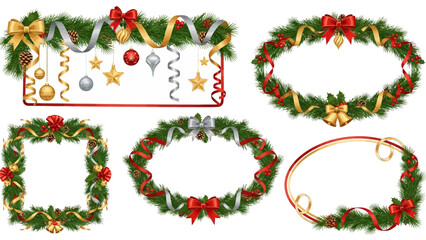 Stunning collection of festive Christmas wreath and garland borders perfect for holiday greetings and elegant seasonal designs