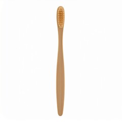 Natural eco friendly bamboo toothbrush with soft bristles isolated on a clean white background.