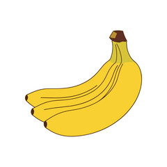 Bunch of Ripe Yellow Bananas Isolated on White Background.