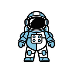 Cartoon Astronaut in Space Suit with Black Visor.