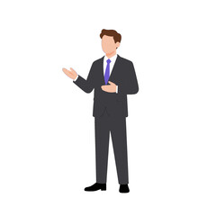 Businessman in Suit Presenting Illustration