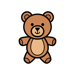 Cartoon Teddy Bear Illustration with Black Outline and Brown Coloring.