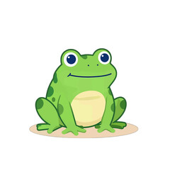 Obraz premium Cartoon Green Frog Illustration in Flat Design