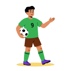 Obraz premium Cartoon Soccer Player with Ball Vector Illustration