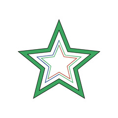 Concentric Star Shapes in Green Red and Blue Outlines.