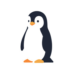 Cute Adorable Penguin Standing Alone on White Background.