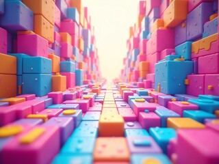 3d render of colorful blocks