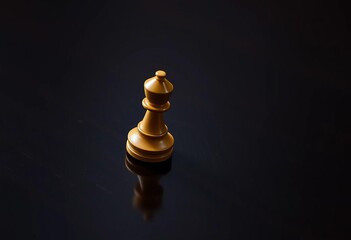 Close-up of a single chess piece, missing from the board, resting on a dark wooden surface,  missing piece,  strategy game